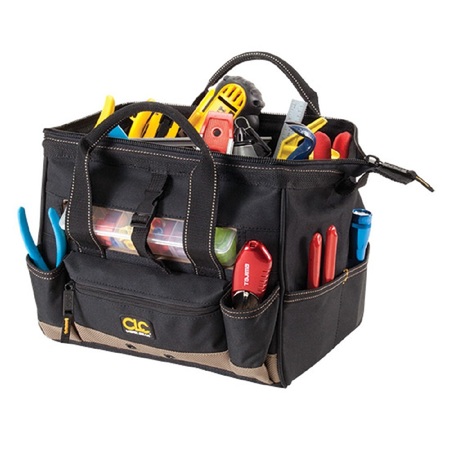 CLC WORK GEAR Tool Bag, 12 In. 21-Pocket Tool Bag With Top Plastic Tray, Plastic 1533